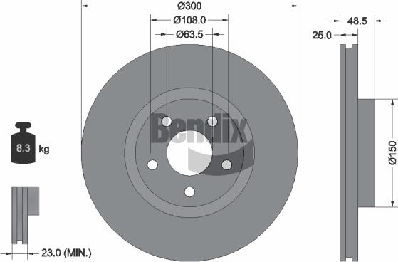 BENDIX Braking BDS1105HC - Тормозной диск abcparts.ee