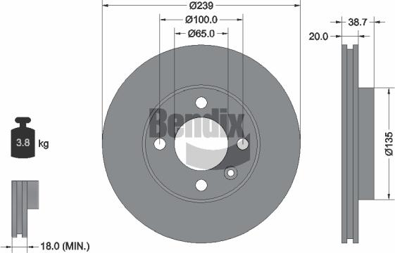 BENDIX Braking BDS1170 - Тормозной диск abcparts.ee