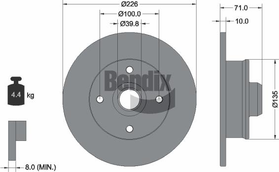 BENDIX Braking BDS1399 - Тормозной диск abcparts.ee