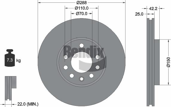 BENDIX Braking BDS1359 - Тормозной диск abcparts.ee