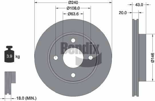 BENDIX Braking BDS1258 - Тормозной диск abcparts.ee