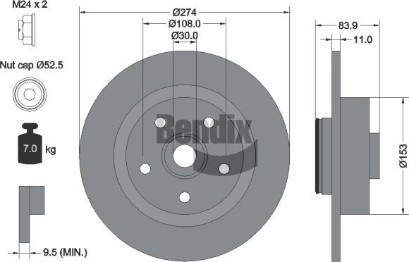 BENDIX Braking BDS1211 - Тормозной диск abcparts.ee