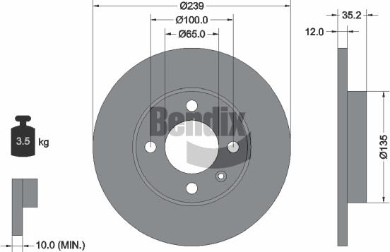BENDIX Braking BDS1221 - Тормозной диск abcparts.ee