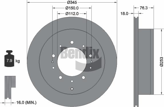 BENDIX Braking BDS1744 - Тормозной диск abcparts.ee