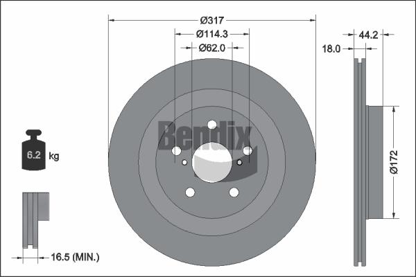 BENDIX Braking BDS2315 - Тормозной диск abcparts.ee