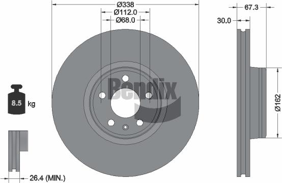 BENDIX Braking BDS2334HC - Тормозной диск abcparts.ee