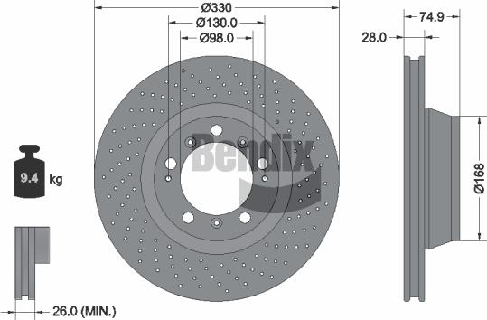 BENDIX Braking BDS2326RHC - Тормозной диск abcparts.ee