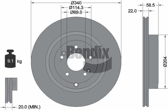 BENDIX Braking BDS2248HC - Тормозной диск abcparts.ee
