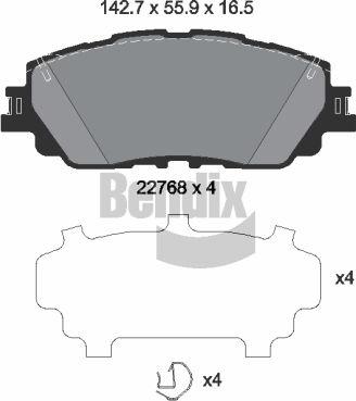 BENDIX Braking BPD1901 - Тормозные колодки, дисковые, комплект abcparts.ee
