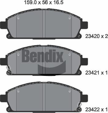 BENDIX Braking BPD1973 - Тормозные колодки, дисковые, комплект abcparts.ee
