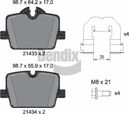 BENDIX Braking BPD1654 - Тормозные колодки, дисковые, комплект abcparts.ee