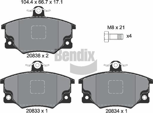 BENDIX Braking BPD1391 - Тормозные колодки, дисковые, комплект abcparts.ee