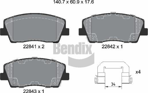 BENDIX Braking BPD2459 - Тормозные колодки, дисковые, комплект abcparts.ee
