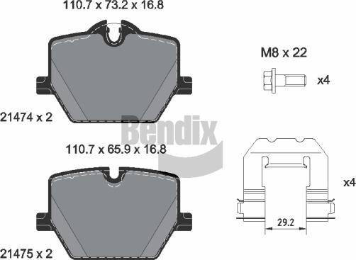BENDIX Braking BPD2480 - Тормозные колодки, дисковые, комплект abcparts.ee