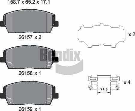 BENDIX Braking BPD2436 - Тормозные колодки, дисковые, комплект abcparts.ee