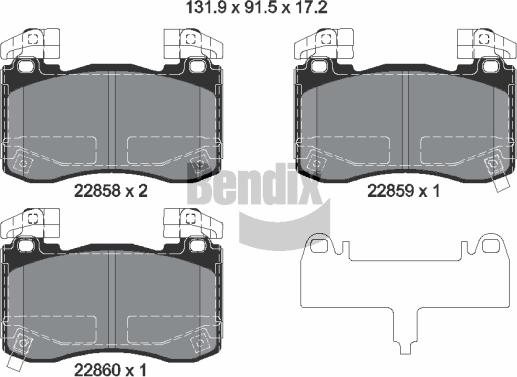 BENDIX Braking BPD2596 - Тормозные колодки, дисковые, комплект abcparts.ee