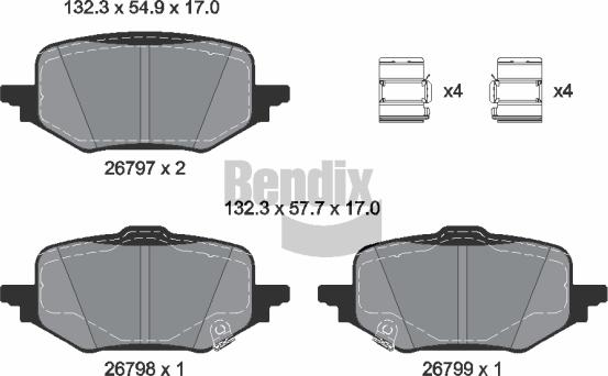 BENDIX Braking BPD2569 - Тормозные колодки, дисковые, комплект abcparts.ee