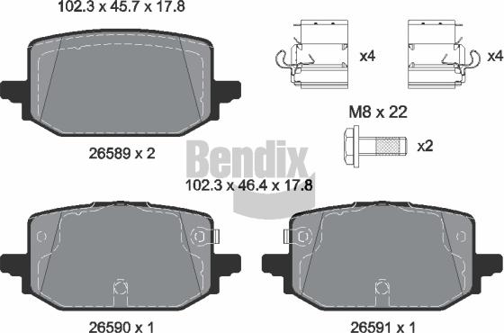 BENDIX Braking BPD2526 - Тормозные колодки, дисковые, комплект abcparts.ee