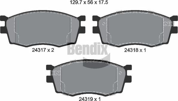 BENDIX Braking BPD2127 - Тормозные колодки, дисковые, комплект abcparts.ee