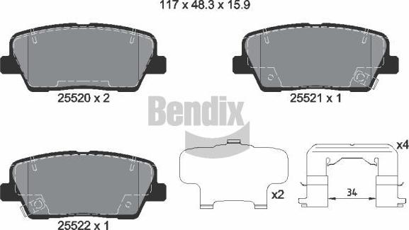BENDIX Braking BPD2248 - Тормозные колодки, дисковые, комплект abcparts.ee