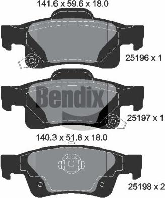 BENDIX Braking BPD2234 - Тормозные колодки, дисковые, комплект abcparts.ee