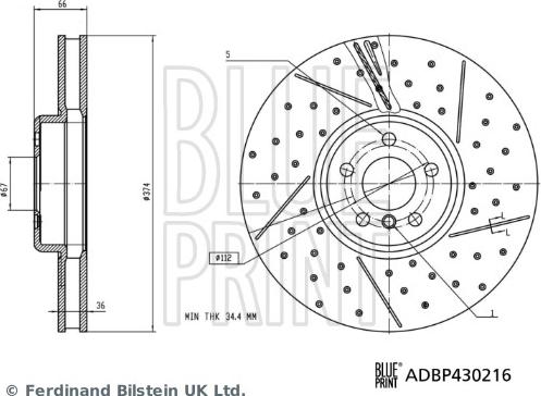 Blue Print ADBP430216 - Тормозной диск abcparts.ee