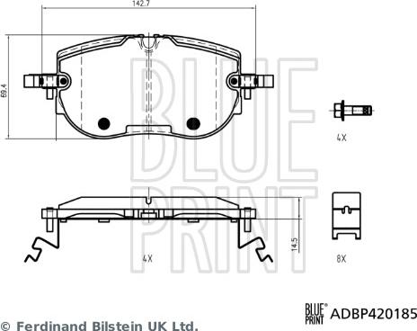 Blue Print ADBP420185 - Тормозные колодки, дисковые, комплект abcparts.ee