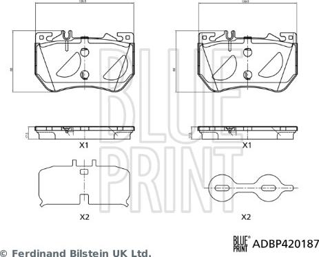 Blue Print ADBP420187 - Тормозные колодки, дисковые, комплект abcparts.ee