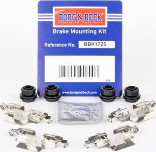 Borg & Beck BBK1725 - Комплектующие для колодок дискового тормоза abcparts.ee