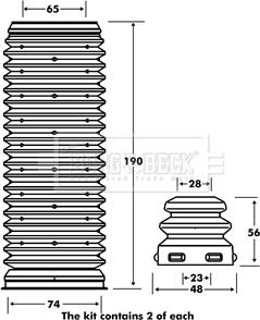 Borg & Beck BPK7075 - Пылезащитный комплект, амортизатор abcparts.ee
