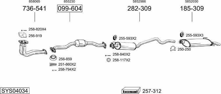 Bosal SYS04034 - Система выпуска ОГ abcparts.ee