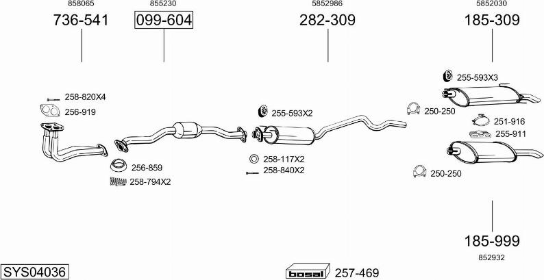 Bosal SYS04036 - Система выпуска ОГ abcparts.ee