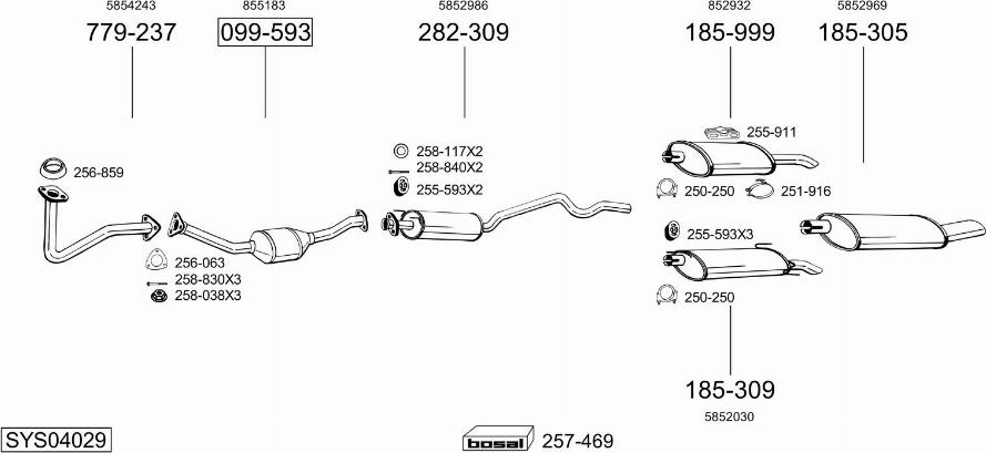 Bosal SYS04029 - Система выпуска ОГ abcparts.ee