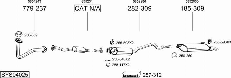 Bosal SYS04025 - Система выпуска ОГ abcparts.ee