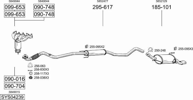 Bosal SYS04239 - Система выпуска ОГ abcparts.ee