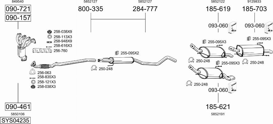 Bosal SYS04235 - Система выпуска ОГ abcparts.ee