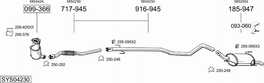 Bosal SYS04230 - Система выпуска ОГ abcparts.ee