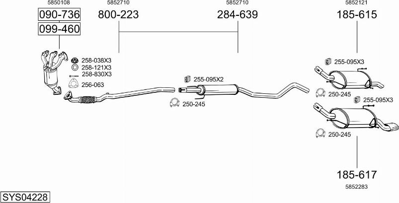 Bosal SYS04228 - Система выпуска ОГ abcparts.ee