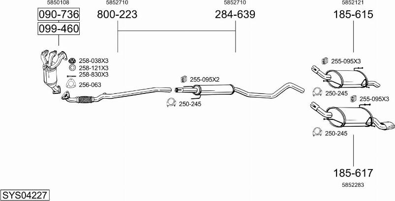 Bosal SYS04227 - Система выпуска ОГ abcparts.ee