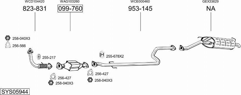 Bosal SYS05944 - Система выпуска ОГ abcparts.ee
