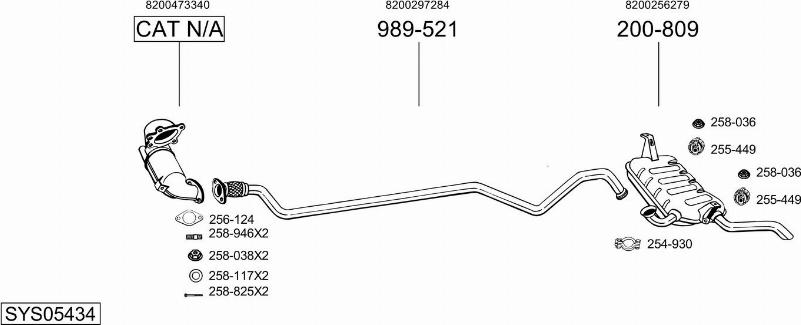 Bosal SYS05434 - Система выпуска ОГ abcparts.ee