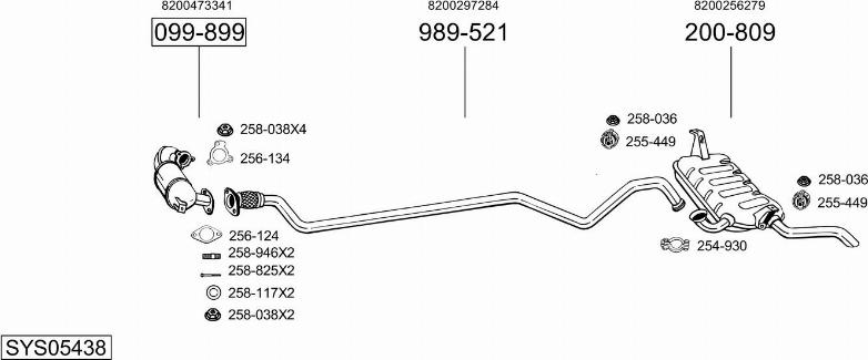 Bosal SYS05438 - Система выпуска ОГ abcparts.ee