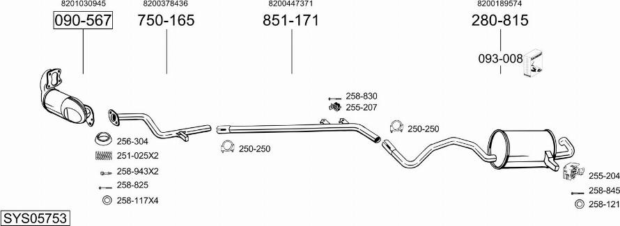 Bosal SYS05753 - Система выпуска ОГ abcparts.ee