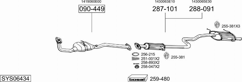Bosal SYS06434 - Система выпуска ОГ abcparts.ee
