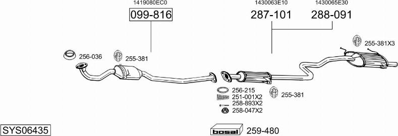 Bosal SYS06435 - Система выпуска ОГ abcparts.ee
