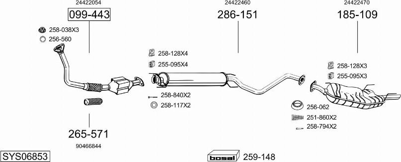 Bosal SYS06853 - Система выпуска ОГ abcparts.ee