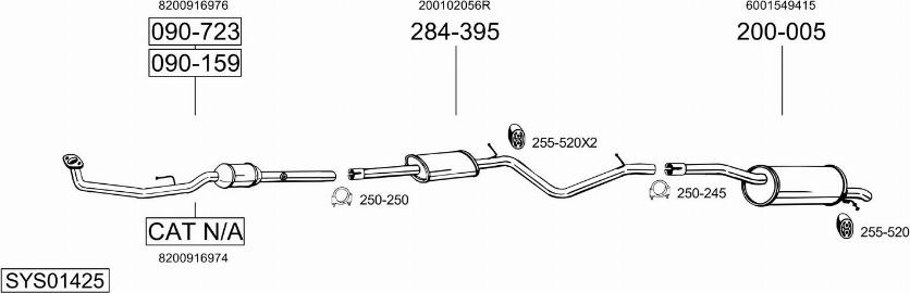 Bosal SYS01425 - Система выпуска ОГ abcparts.ee