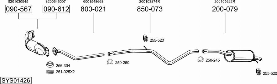 Bosal SYS01426 - Система выпуска ОГ abcparts.ee