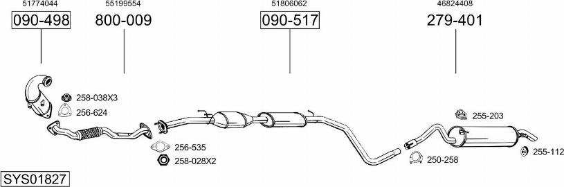 Bosal SYS01827 - Система выпуска ОГ abcparts.ee