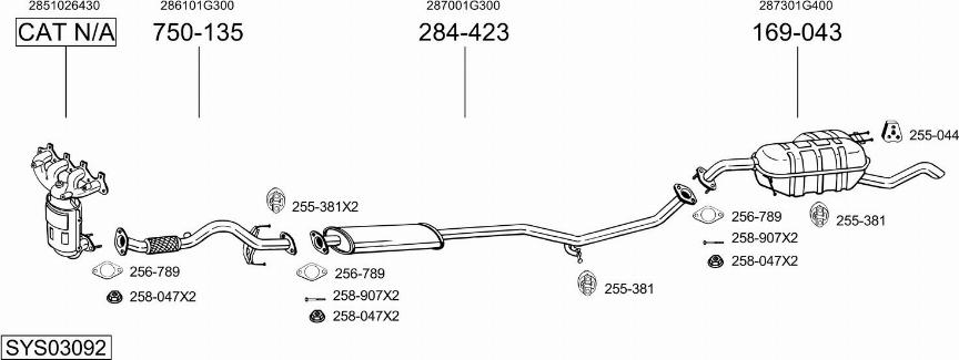 Bosal SYS03092 - Система выпуска ОГ abcparts.ee